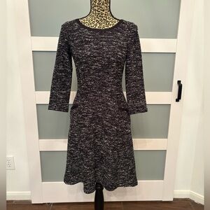 Talbots Black and White 3/4 Length Sleeve Dress